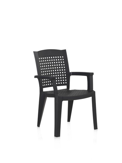 Stuhl aus anthrazitfarbenem Metall