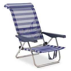 Strandstol og 4-placeret Solenny-seng med baglomme med håndtag og med højdejusterbart hoved