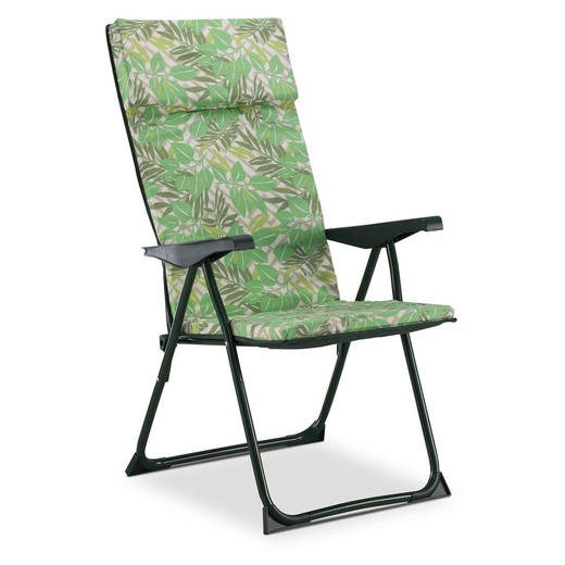 Beach chair with 5 positions and padded backrest with headrest