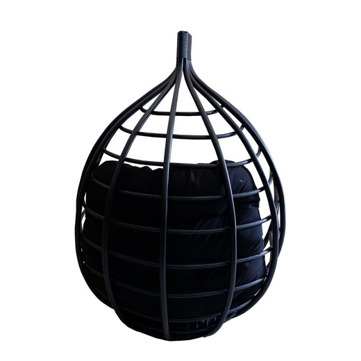 Natural rattan hanging armchair with black cushion Chillvert Parma