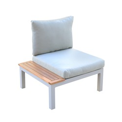 Chillvert Bergamo Aluminiowy fotel ogrodowy 78,2x76,6x73 cm szary z wbudowanym stołem i poduszkami