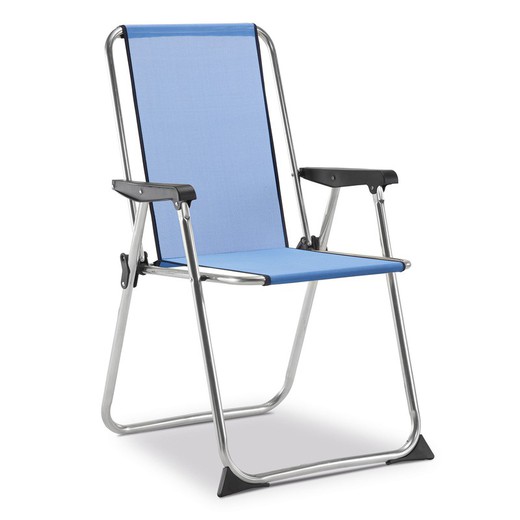 Chaise de Plage Pliante Solenny avec Dossier Haut Bleu 55x53x89 cm
