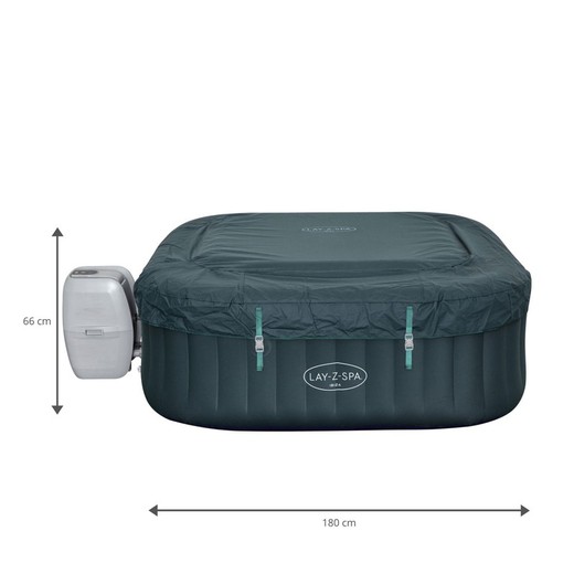 Pack Spa Insuflável Bestway Lay-Z-Spa Ibiza para 4-6 Pessoas Quadrado 180x180x66 cm + Dossel + Conjunto 2 Almofadas