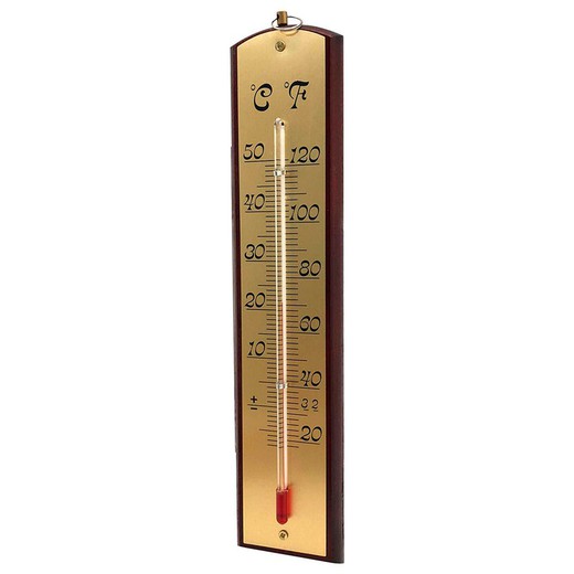 Mahoniehouten thermometer met metalen plaat