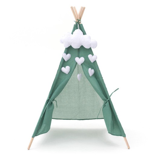 Tenda Tipi per Bambini Montessori Robincool Kaplana 80x80x110 cm Pieghevole Uso Interno e Esterno Fabbricata in Tessuto Verde