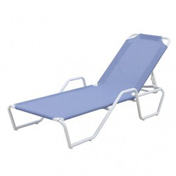 acier empilables chaise longue / textilène bleu