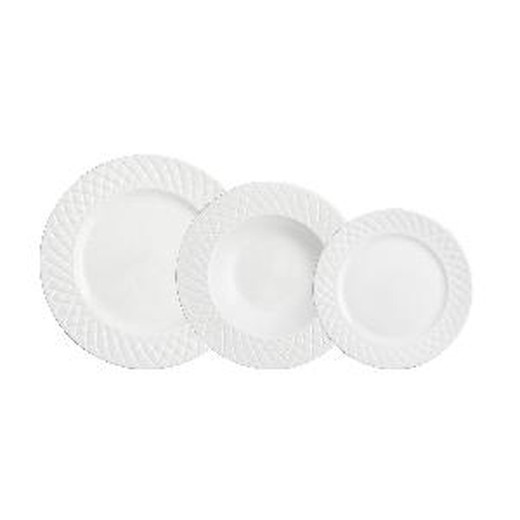 assiettes plates, creuses et dessert Bidasoa Angelo Service de table en porcelaine blanche 18 pièces complet et moderne 