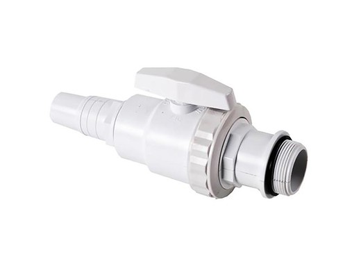 Vanne d'arrêt 1/4 de tour + embout cannelé Ø 32/38 mm pour Piscines Gré