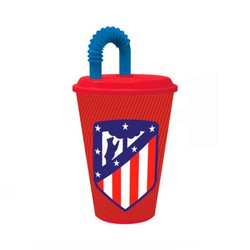 Taça de plástico do Atlético Madrid com tampa