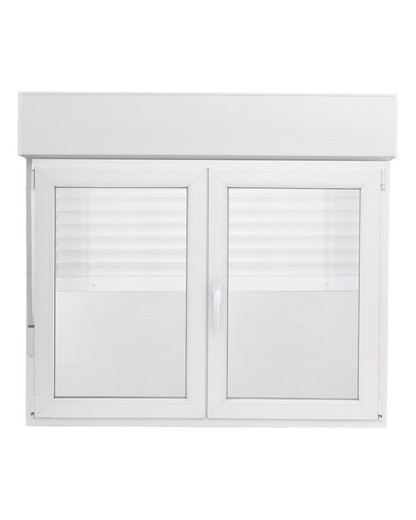 Fenêtre PVC avec double v. 140x100 +17cm store oscillo-battant à droite. Quand 7006