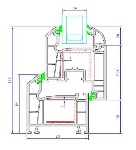 Finestra in PVC con doppio vetro 118x110 anta ribalta doppio vetro serie  Cando 7006. — Brycus