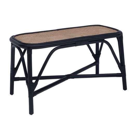 Sitzbank aus Naturrattan Chillvert Parma 78x73x43 cm mit Zweifarbigem Schwarz und Braunes Korbgeflecht