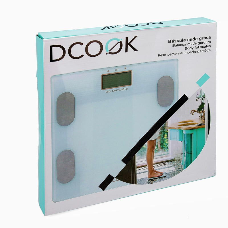 Bilancia pesapersone digitale Dcook Glass 30x30x2 cm bianca con misuratore  di grasso — Brycus