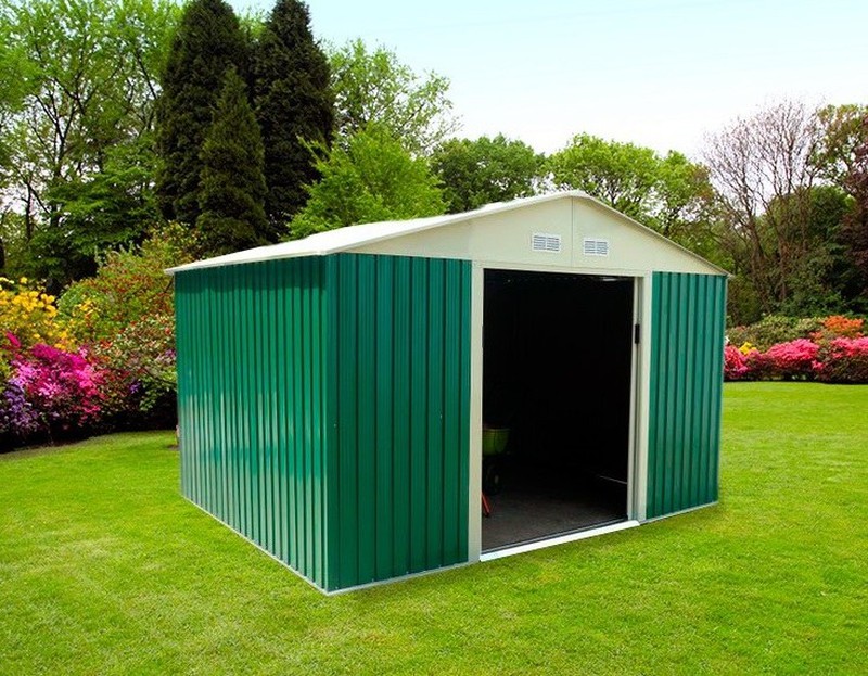 Caseta jardín metálica 121x201x176 cm (2,43 m²) Buckingham verde • Gardiun  España