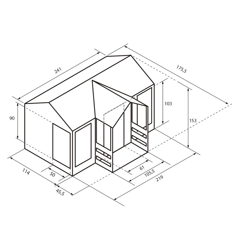 Casetta per Bambini in Legno Outdoor Toys Mika 241x175,5x135 cm