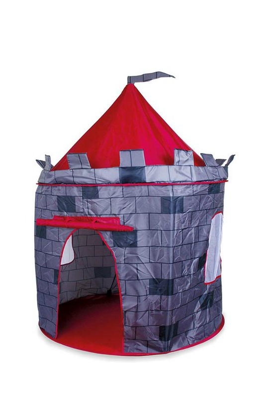 Tente château fort en tissu et bois - rouge, Jouet