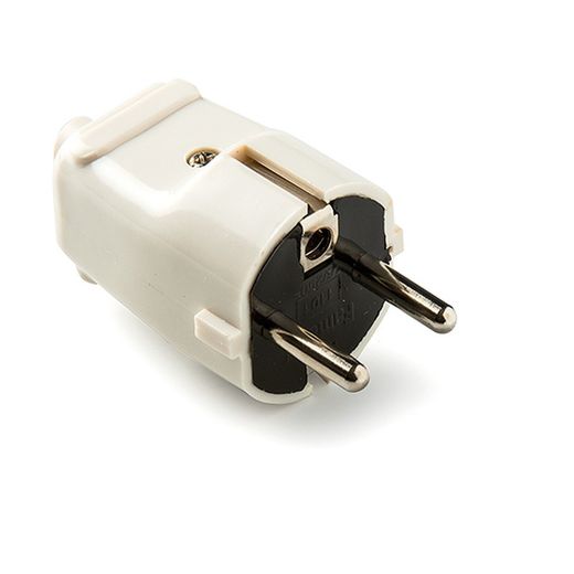 4,8 mm Stecker. 16A-250V Weiß mit Masse