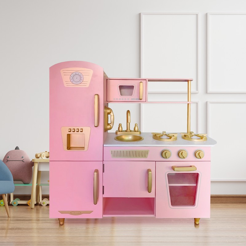Cucina per Bambini in Legno Leire Pink Outdoor Toys 85x33x89 cm Rosa Vintage