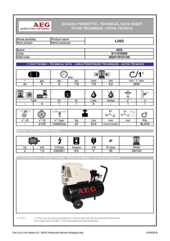 Manomètre pour compresseur d'air AEG — BRYCUS