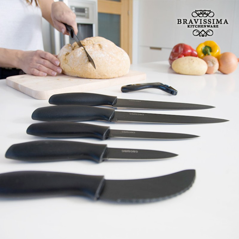 Bravissima Coltelli da Cucina Set 7 coltelli Titanio Acciaio Inox  Polipropilene — Brycus