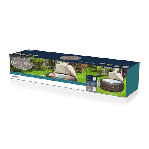 Pacote de Spa Insuflável Bestway Lay-Z-Spa Tahiti para 2-4 pessoas Redondo 180x66 cm com Luzes LED + Dossel + 2 Almofadas