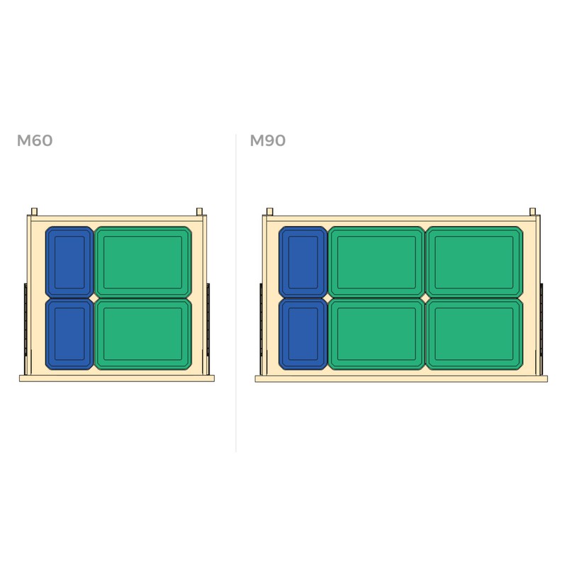 Emuca Kit organizer per cassetti e guide con chiusura ammortizzata per  mobili, regolabile, modulo 900mm, nero goffrato e grigio pietra — Brycus