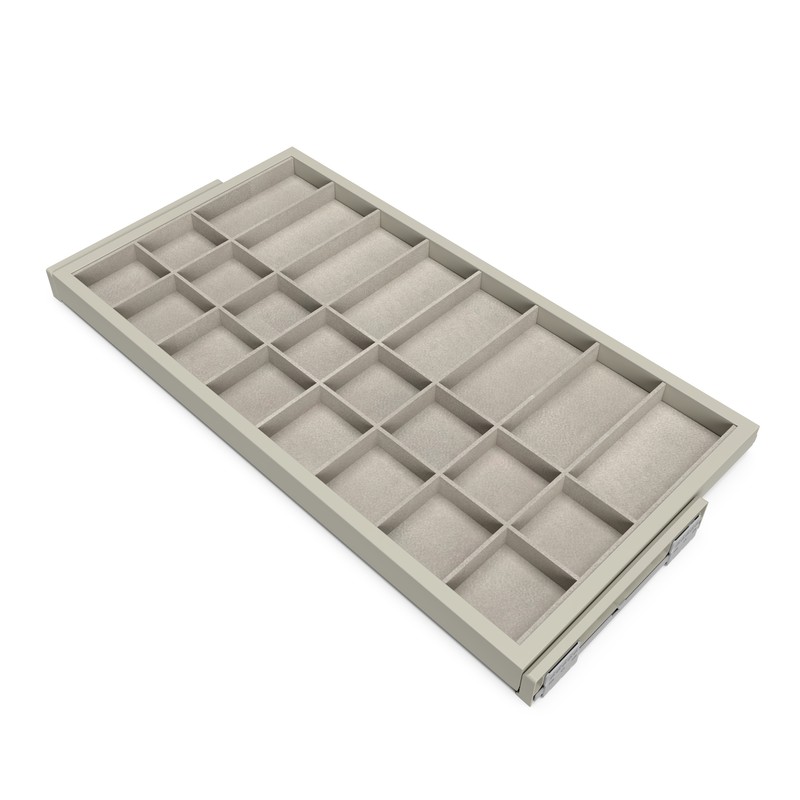 Emuca Kit organizer per cassetti con telaio guida con chiusura ammortizzata  per armadi, regolabile, modulo 900mm, Grigio pietra — Brycus