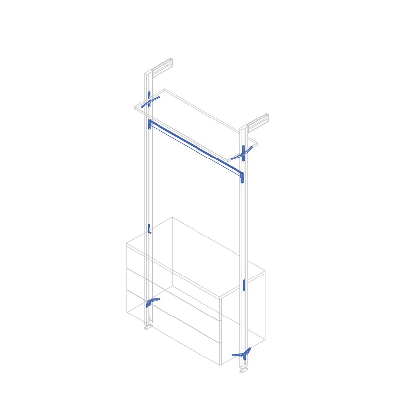 Emuca Kit supporto per 1 ripiano in legno, 1 modulo e 1 barra