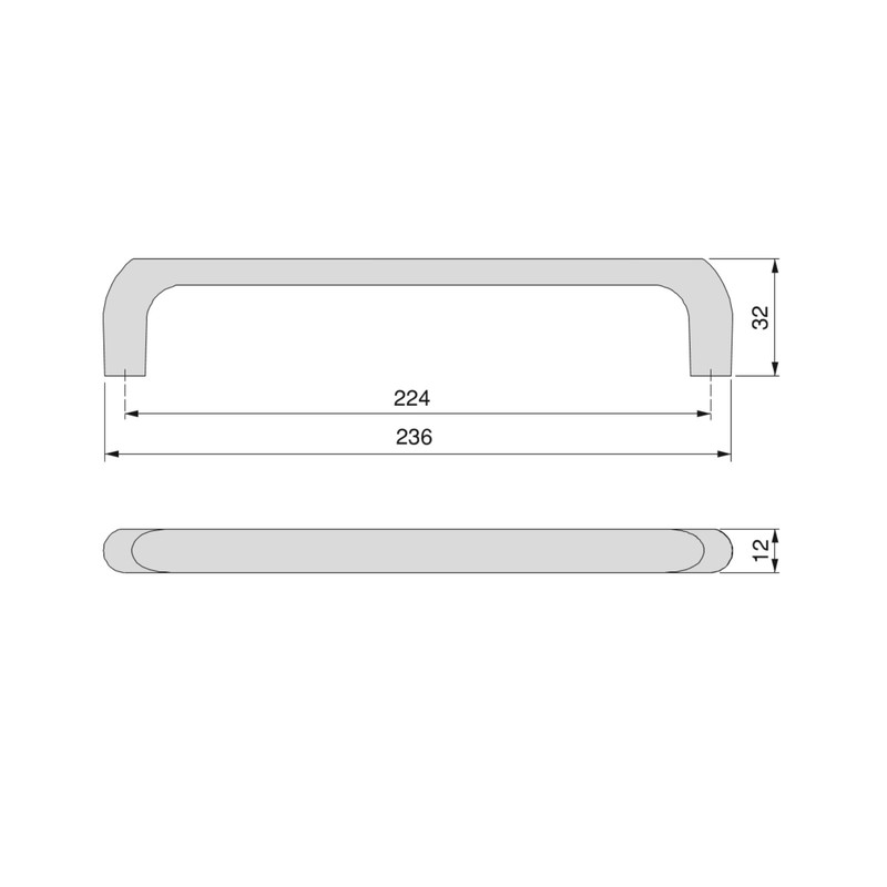 Maniglie per mobili Emuca, D. 12 mm, interasse 448 mm, Acciaio, Nichel  satinato, 10 pz. — Brycus