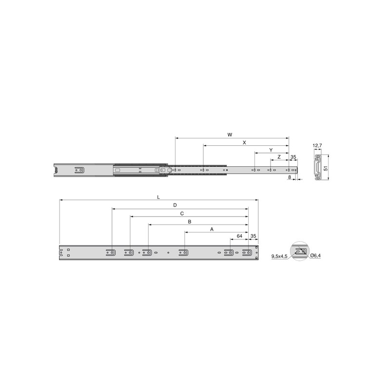 GUIDE PER CASSETTI 450MM