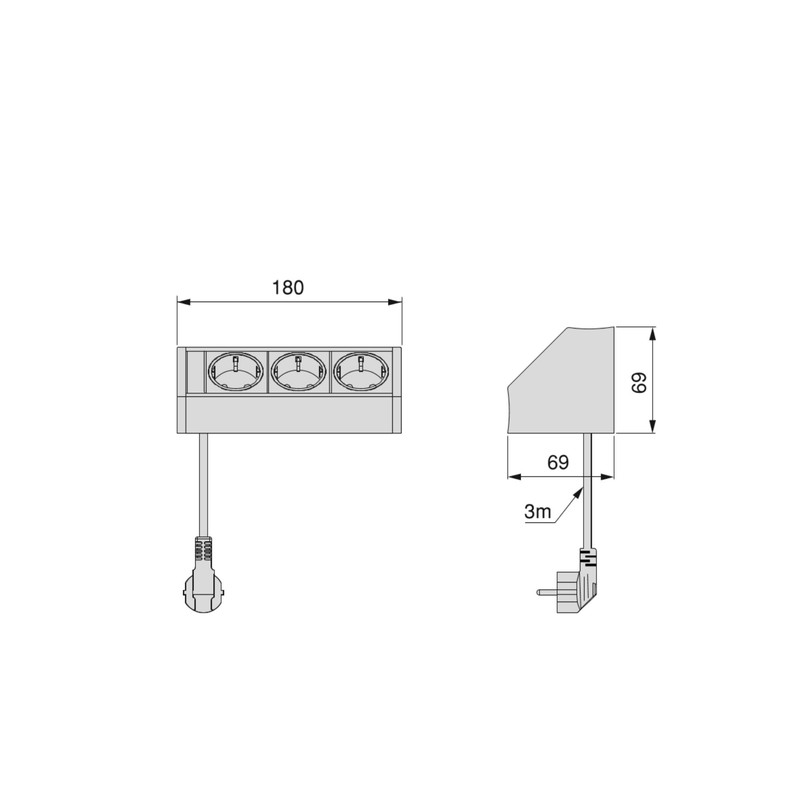 Multipresa con USB in Alluminio Emuca