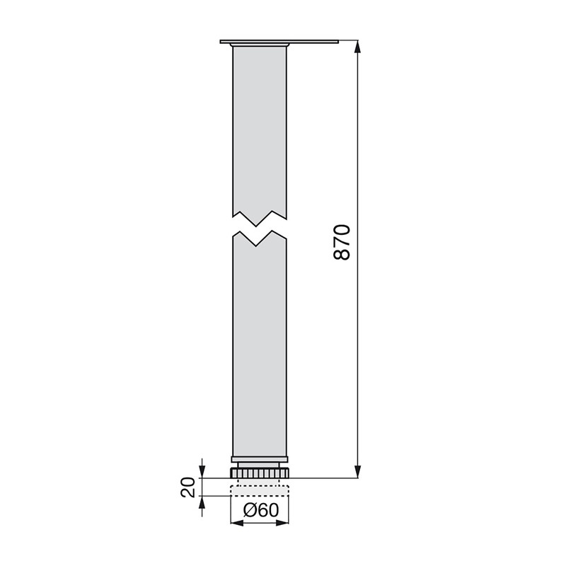 Emuca Patas para mesa, D. 60 mm, regulable 830 - 850 mm, Acero
