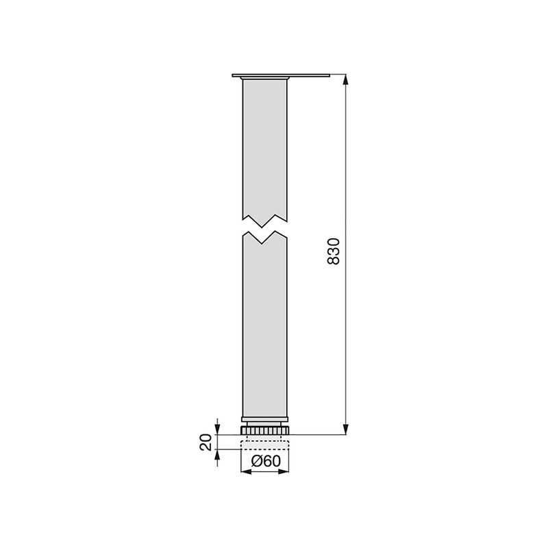 Emuca 2035762 Gamba Regolabile Quadrata per Tavolo 710mm in Alluminio  Anodizato Opaco