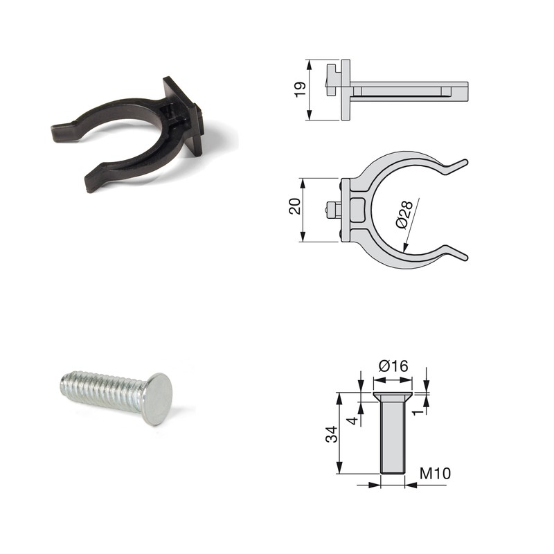 GANCIO per BATTISCOPA per PIEDINO IN PVC NERO (20 Pezzi)