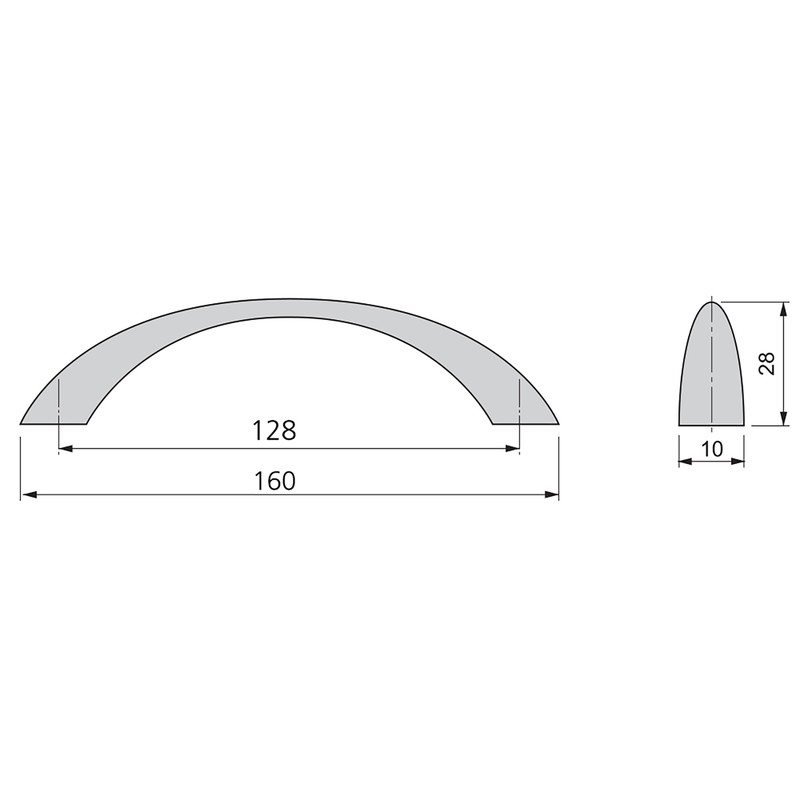 Maniglie per mobili Emuca, interasse 160 mm, Zamak, Nichel satinato, 20 pz.  — Brycus