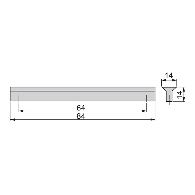 Maniglia per mobili interasse 160 mm,largh. 190 mm,alluminio anodizzato  naturale