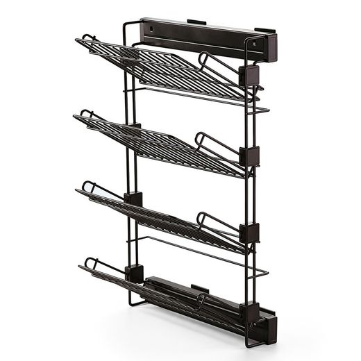 Emuca Removable side shoe rack for wardrobe interior, right mounting, Steel, moka color