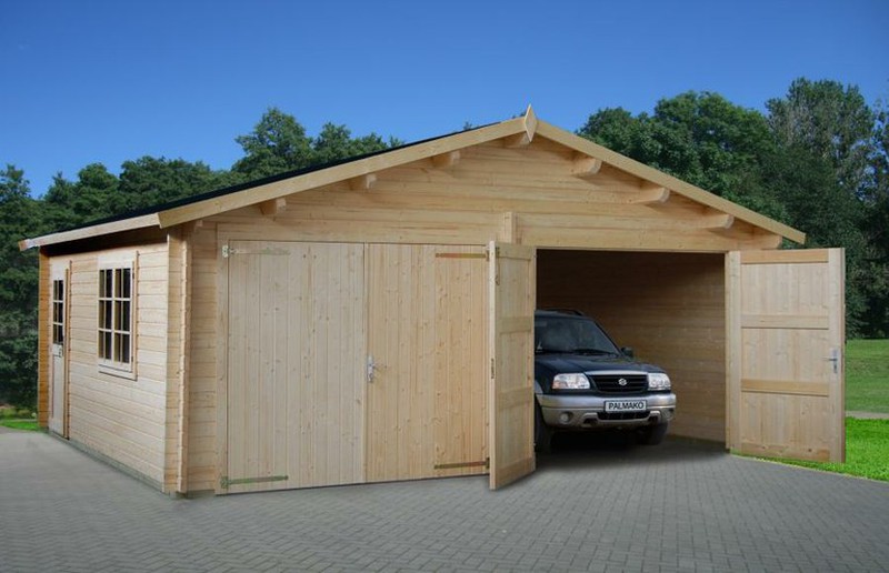 Garage aus Holz Palmako Roger Brycus Tor 595x530cm mit 28,4m2 —