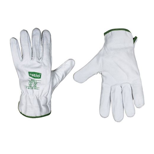 Flower Leather Glove Color White Size 10
