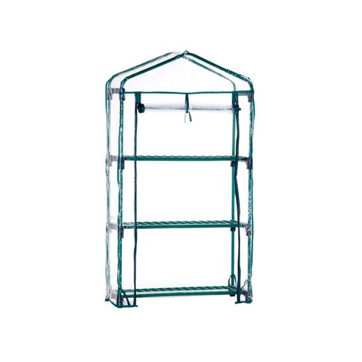 Greenhouse PVC / Steel Gardiun Leaf I 3 Shelves 69x49x130 cm Green with Zipper Door
