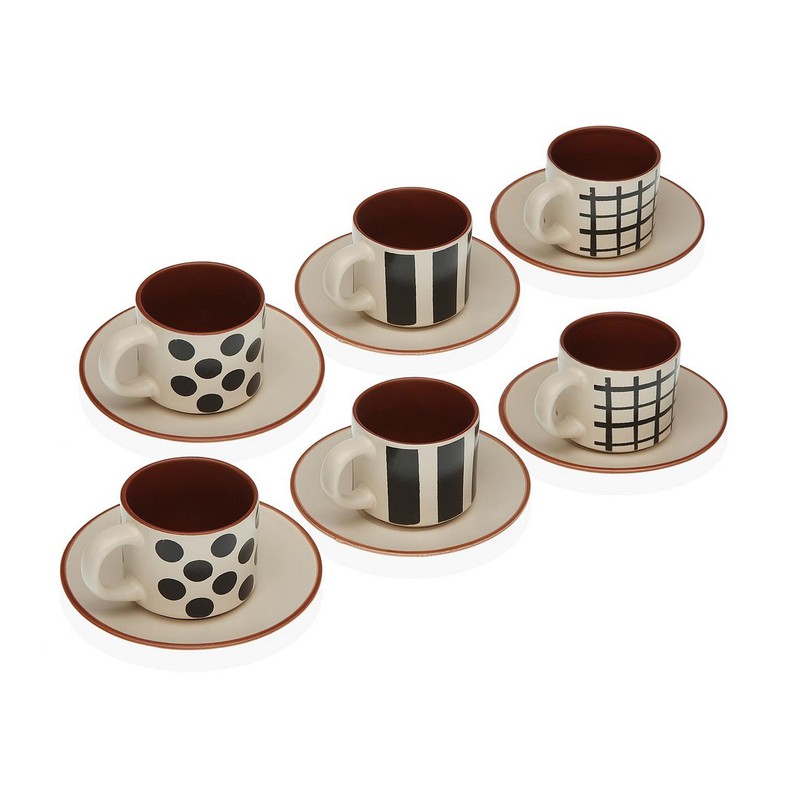 Set di tazzine da caffè nere e amp; Ceramica Bianca (12 pz)
