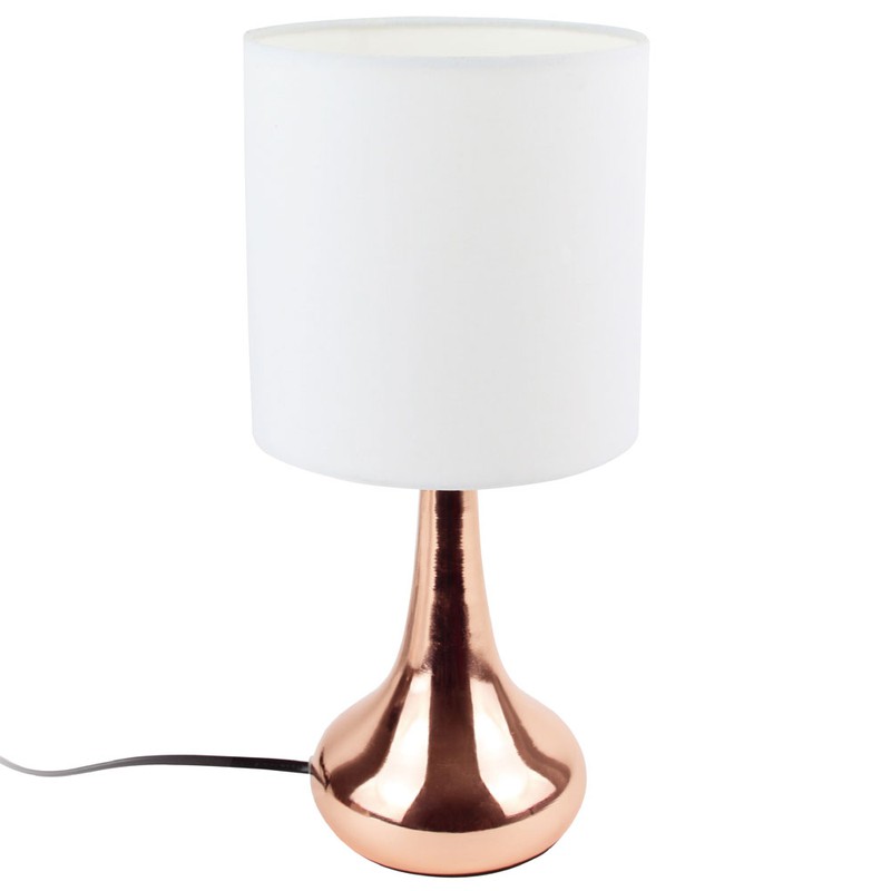 LAMPE TOUCH METAL BICOLORE BLANC ET CUIVRE