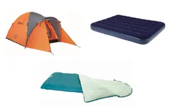 Pack Bestway Escapade 200 Schlafsack + Bestway Navajo Campingzelt + Bestway Doppel-Campingmatratze 137x191x22 cm