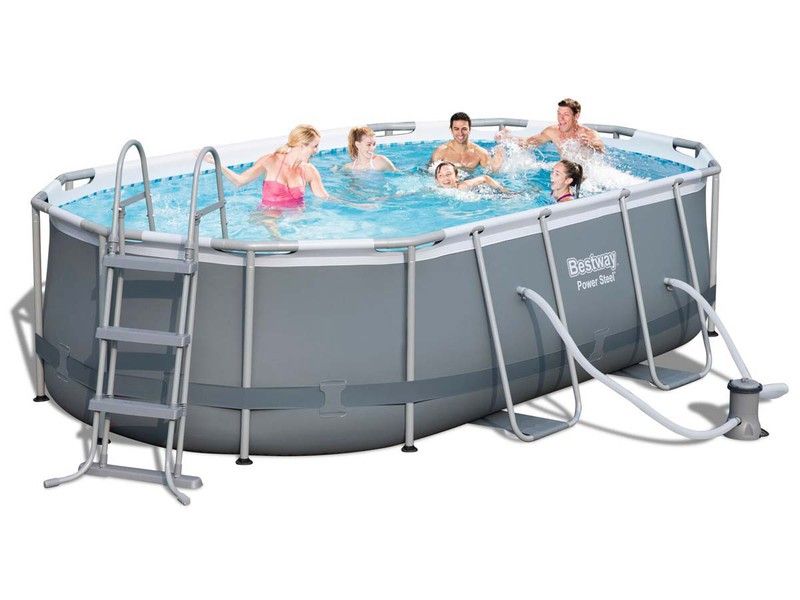 Piscine amovible tubulaire ovale Bestway Power Steel avec station de ...