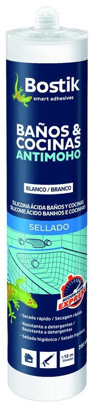 Silicona Antimoho RATIO cocinas y baños, 300 ml