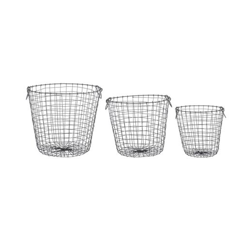 Set di 3 cesti in metallo