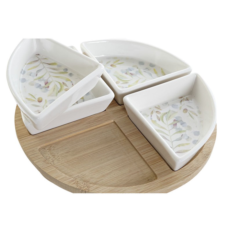 DKD Home Decor Set di antipasti in gres di bambù (22 x 22 x 7 cm) — Brycus