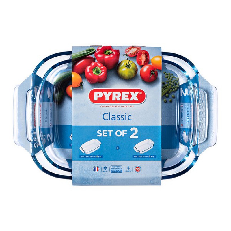 Pyrex Classic Set di teglie da forno in vetro borosilicato trasparente (2  pezzi) — Brycus