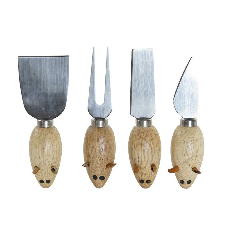 Set di utensili da cucina DKD Home Decor Acciaio inossidabile Pino (4  pezzi) — Brycus