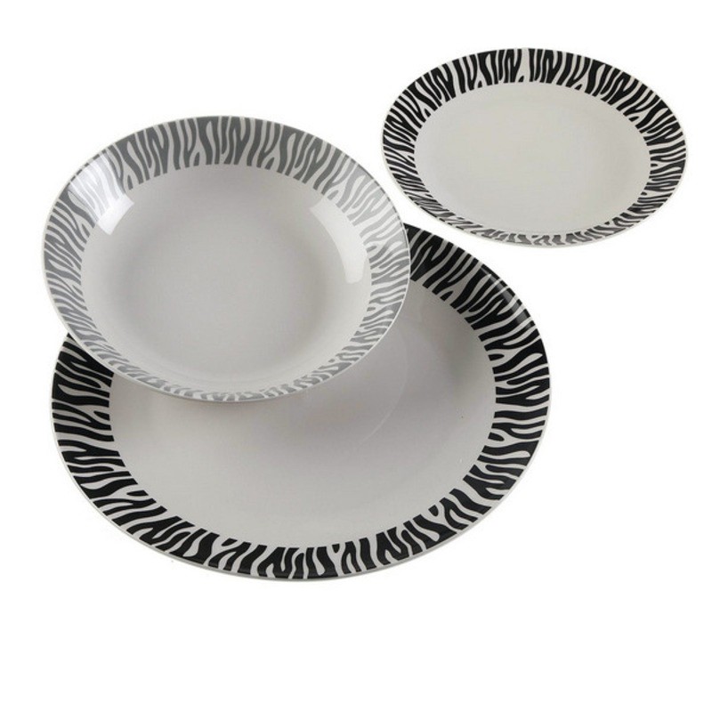 Service de vaisselle en porcelaine Zebra (18 pièces)